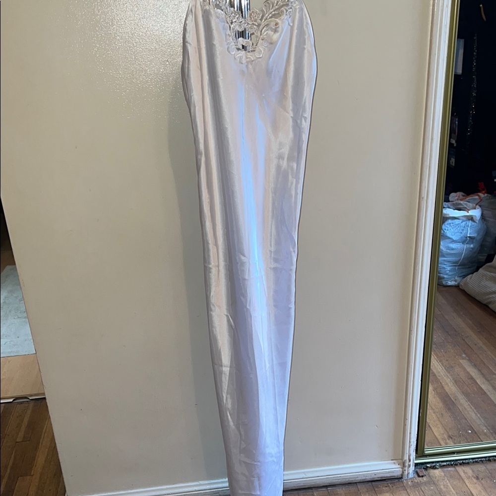 Elegant White Satin Gown